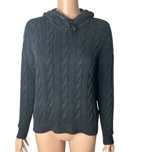 Lauren Ralph Lauren Cable Knit Sweater Womens Small Hooded Drawstring